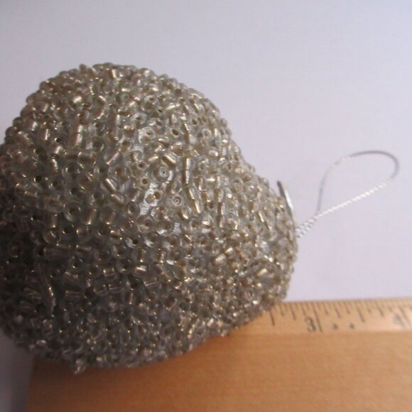 Silver Beaded Pear Christmas Fruit Holiday Tree Ornaments Decor Set of  14 - Picture 7 of 14